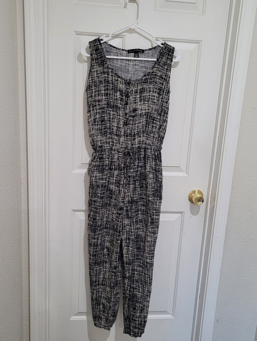 French Laundry Sleeveless Black & White Print Jumpsuit
